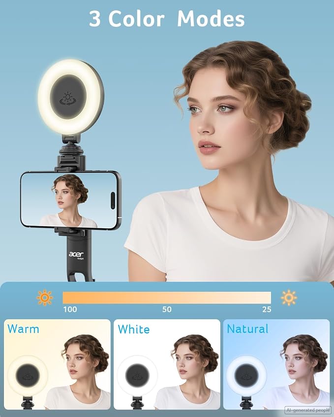 Acer Gadget Auto Face Tracking Tripod for iPhone/Cell Phone/Android/Camera with Light and Remote, 64", No App, 360°Rotating Tripod Selfie Stick for Tiktok YouTube Vlog Live Streaming Video Recording - Image 7