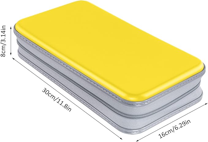 Siveit CD DVD Cases 96 Capacity Disc Storage Binder for Car(Yellow) | Hard Plastic CD DVD Disc Cases Storage Binder Wallet for Car Home Office Travel - Image 6