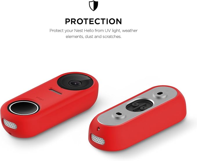 elago Silicone Case for Google Nest Hello Doorbell Cover (Wired) | Full Protection, Night Vision Compatible [US Patent Registered] [Red] - Image 2