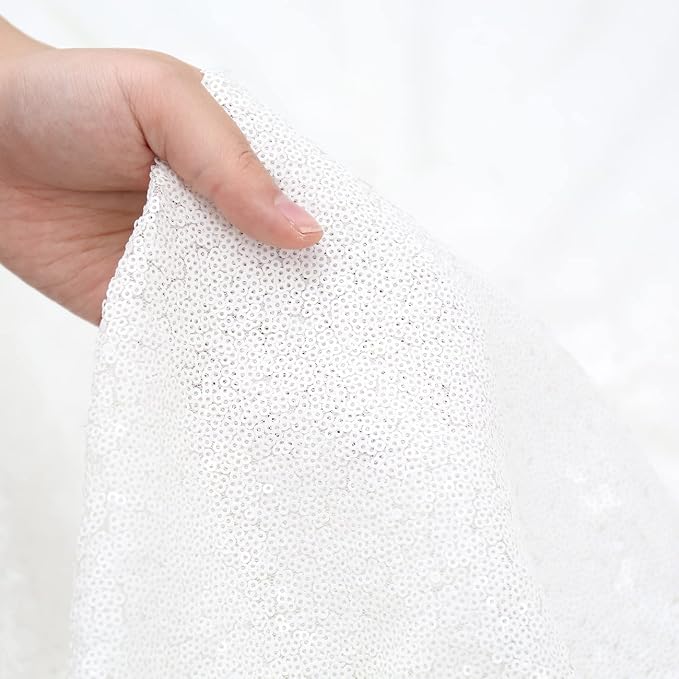 Poise3EHome White Sequin Backdrop, 20Ft x 10Ft Glitter Photography Background Curtains for Party Baby Shower Wedding Birthday Christmas Thanksgiving Halloween Decoration - Image 7