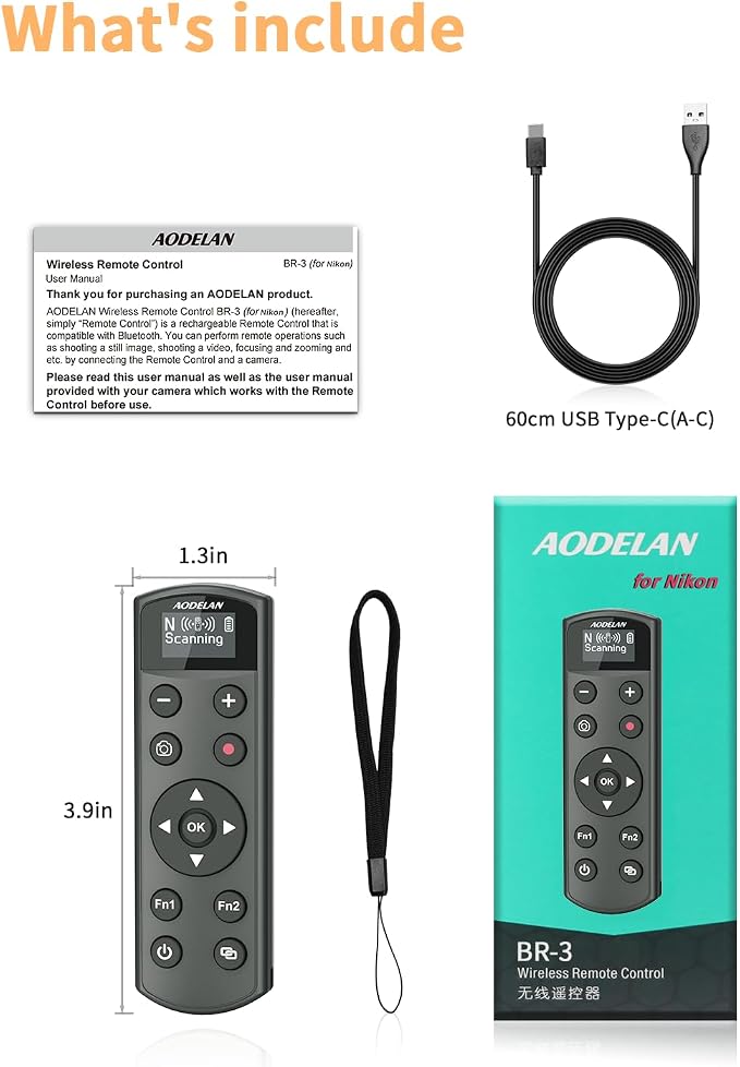 Aodelan for Nikon Wireless Rechargeable Camera Remote Control | Camera Shutter Release Trigger with OLED Screen for Zfc, Z50, P1000,A1000, P950, B600; Replaces Nikon ML-L7(Black) - Image 9