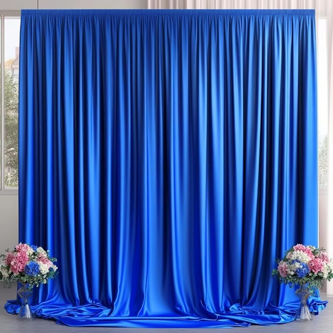 10ft x 10ft Wrinkle Free Royal Blue Backdrop Curtains for Party Stage Wedding Ceremony, Polyester Photography Backdrop Drapes Back Drop Cloth for Baby Shower,Rod Pocket Home Sliding Door Decoration - Image 9