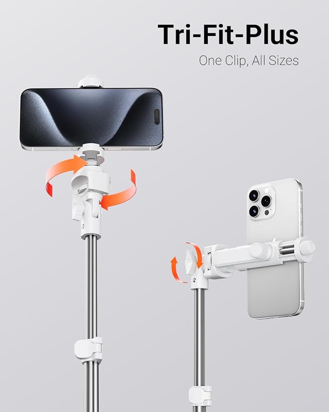 VIMOSE 66" Phone Tripod, Tripod for iPhone with Remote & Phone Stand | Extendable Cell Phone Tripod for Video Recording, Ultimate Tripod & Monopod Accessories for iPhone/Android, Monza White - Image 6
