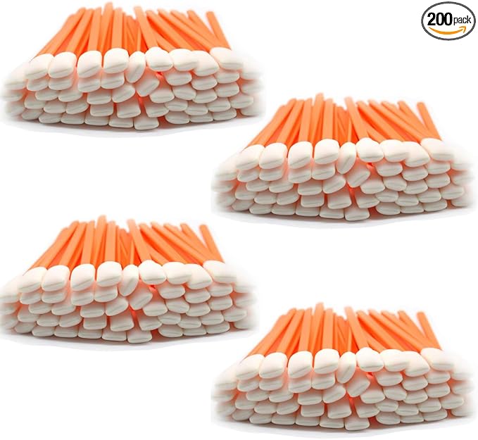 Wellgler's Foam Cleaning Swabs, Lint-Free Swabs for Precision Electronics, Camera, Optical Lens & Inkjet Printer Cleaning (200pcs Orange) by DisposableOralSwabs