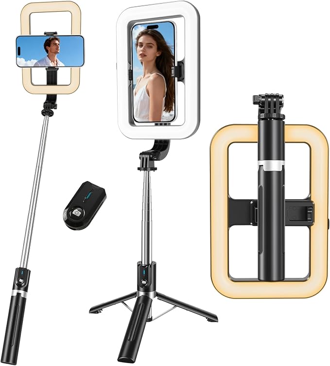 Selfie Ring Light with 54" Tripod Stand, Selfie Light for iPhone | Selfie Light with Extendable Tripod Stand with Phone Holder & Wireless Remote for iPhone & Android,YouTube, Makeup,TIKTok by Heliora