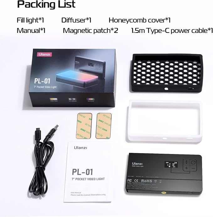 ULANZI LT002 RGB Video Light, Portable LED Camera Light Panel 0-360 Full Color, CRI 95+ 2500-9000K LED Video Light, 4000mAh Rechargeable LED DSLR Lighting for Vlogging, Photography, Video Recording - Image 8