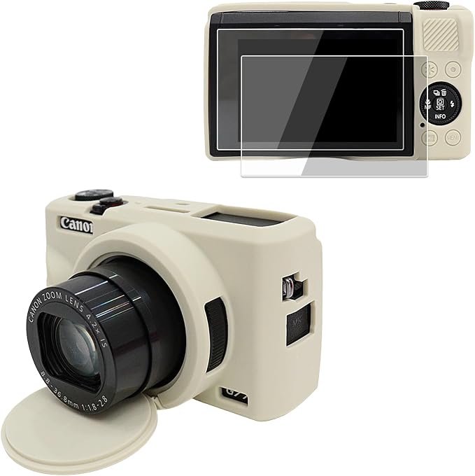 VOVMOEYA Camera Case for Canon Powershot G7 X Mark III with 2PCS Screen Protector,Full Pritection Soft G7X III Silicone Case Detachable Lens Cover Protective Cover for Canon G7XIII G7X3-Beige - Image 8