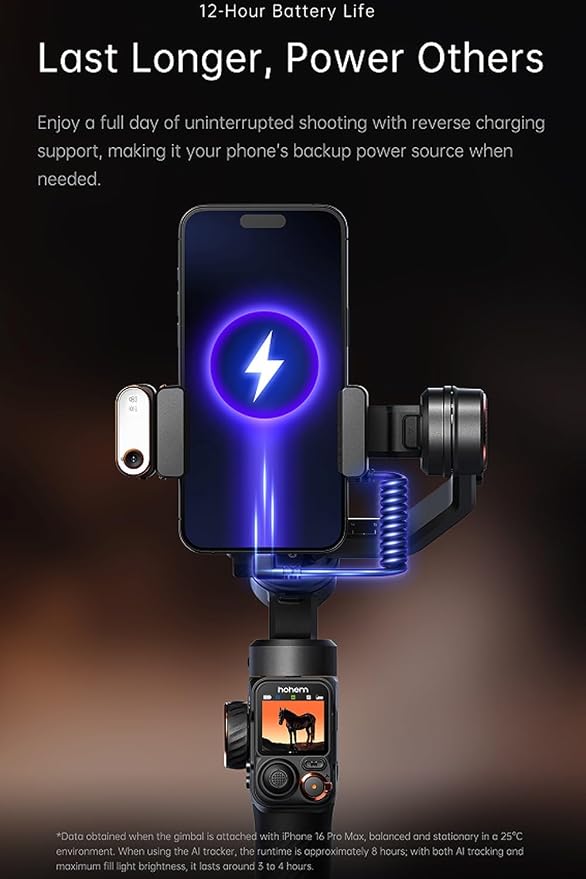 hohem iSteady M7 Gimbal Stabilizer for iPhone Android Smartphone,Phone Gimbal with AI Tracking,Fill Light,1.4" Detachable Touchscreen Remote,Phone Stabilizer for Video Recording,YouTube TikTok Travel - Image 9