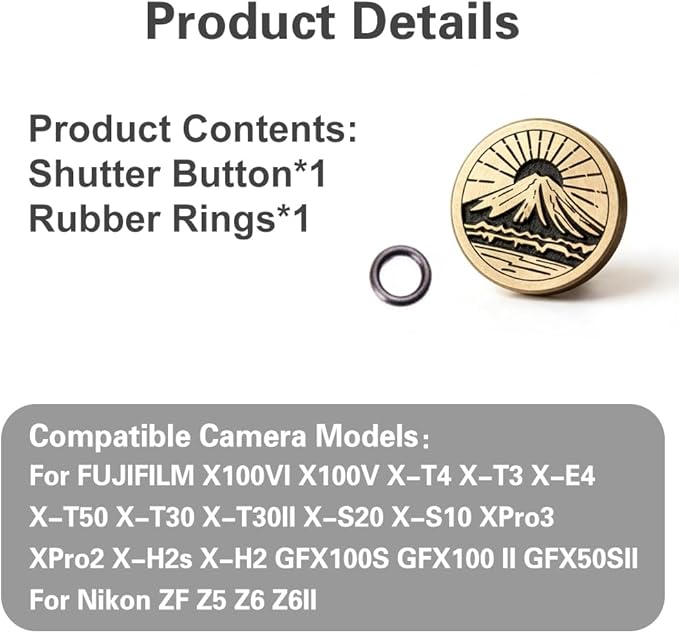 Metal Shutter Button for Fujifilm XT5 XT4 XT30III X100VI for Nikon | Brass alloy Shutter Button dust-proof scratch-resistant For Fujifilm XT5 XT4 XT3 XT30III X100VI X-E4 X-E3 For Nikon - Image 5