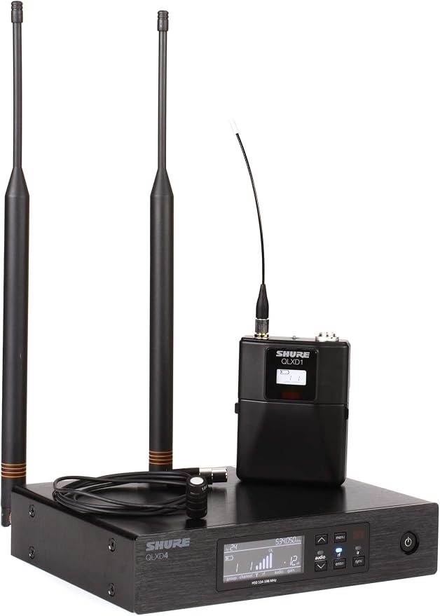 Shure QLXD14/84 Wireless Microphone System with Bodypack and WL184 Supercardioid Lavalier Mic by Shure