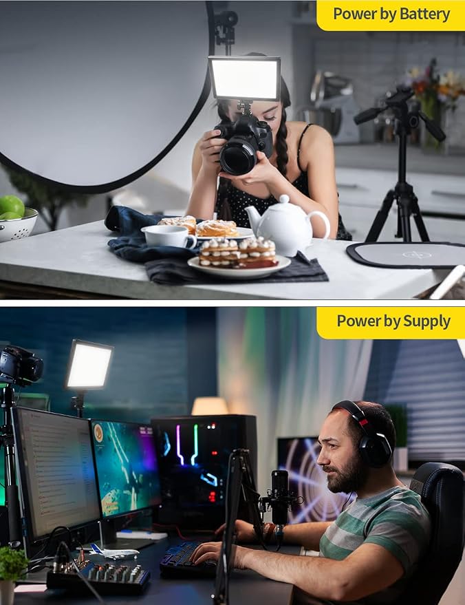 9" LED Video Light, 2500K-6500K Camera Light with Desk Stand | Type C USB Ports CRI 95+ Photo Lights with 4000mah Battery for Video Conference Recording, Indoor Photography, Live Streaming - Image 9