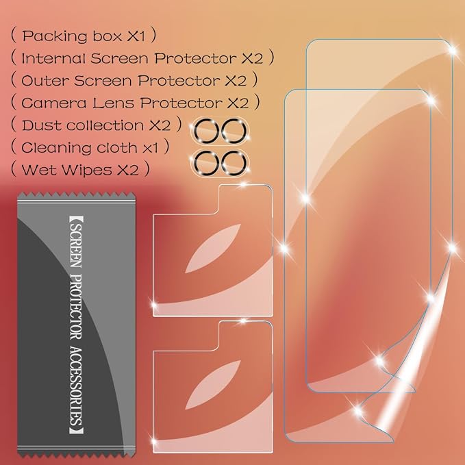 BIGFACE [6 in 1 for Samsung galaxy Z Flip 7/galaxy Flip 8 Screen Protector | 2 pack Film Screen Protector + 2 Pack Tempered Glass Back Screen Protector + 2 Pack Camera Lens Protectors - Image 7