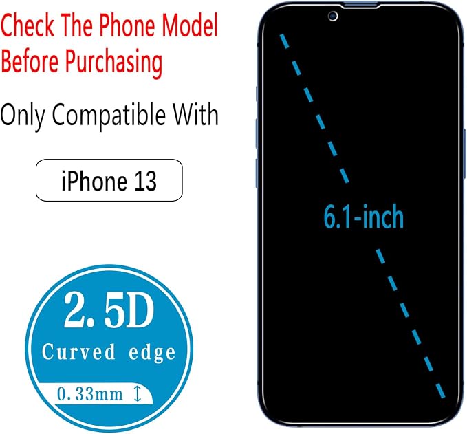 2+2 Pack Privacy Screen Protector for iPhone 13 Tempered Glass | Anti-Spy Privacy Protection, with Camera Lens Protector, Anti Scratch, Bubble Free - Image 2