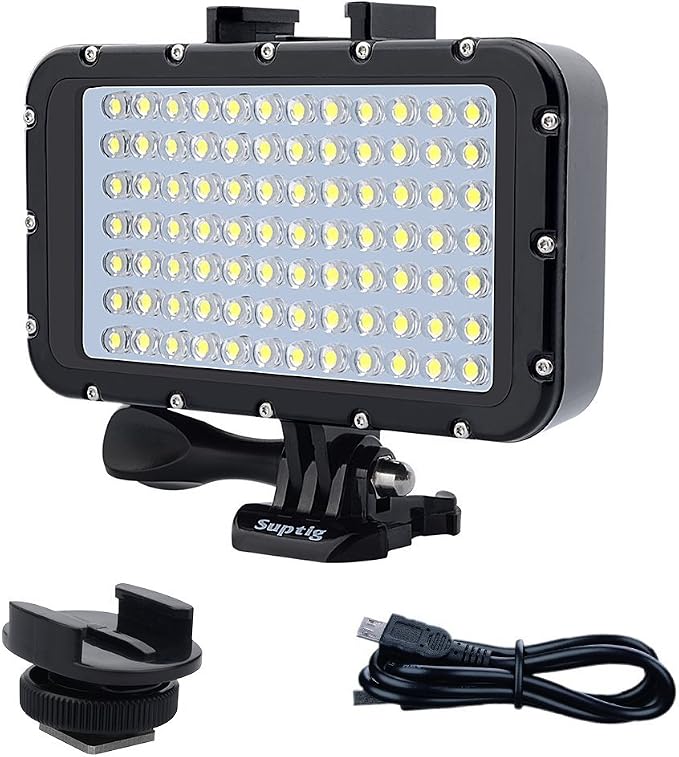 Suptig Underwater Lights Dive Light 84 LED High Power Dimmable Waterproof LED Video Light Waterproof 164ft(50m) Camera Light for Gopro Canon Nikon Pentax Panasonic Sony Samsung SLR Cameras by Suptig
