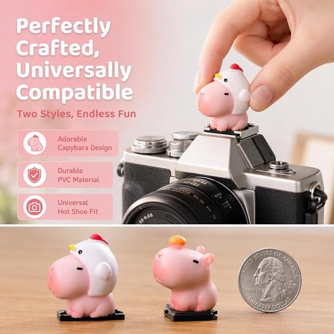 Camera Hot Shoe Cover, Cartoon Hot Shoe Cap, Hot Shoe Protector Compatible with Sony Fujifilm Fuji Canon Nikon Pentax Leical Panasonic (2pcs Pink Capybara) - Image 2