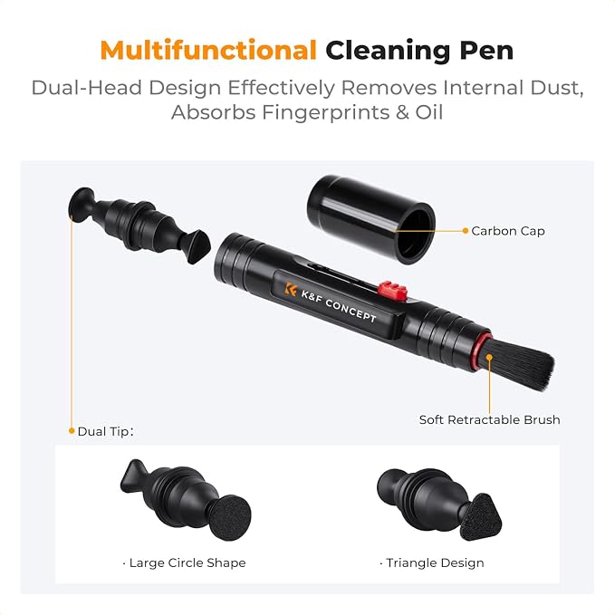 K&F CONCEPT 10-in-1 Photo Camera Cleaning Kit for Lensc,Camera, Cell Phones | Strong Blower with Short & Long Nozzle,Safe Cleaning Solution, Multifunctional Pen,Microfiber Cloth,for Canon Nikon Sony,MK04 - Image 5