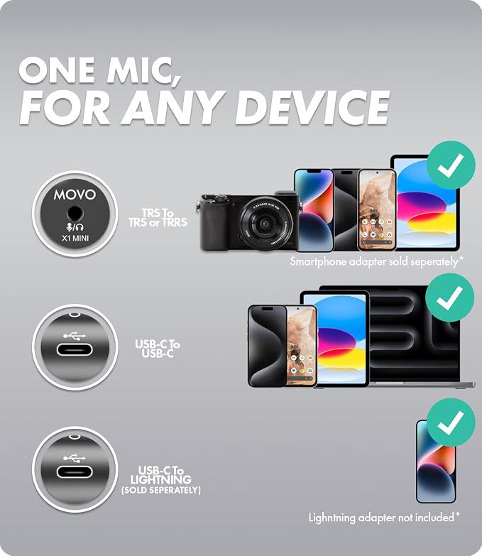 Movo X1-Mini Video Shotgun Mic for Camera - Supercardioid 3.5mm/USB-C Analog/Digital Camera Microphone for DSLR, iPhone and Android Smartphones, Computers - Compatible with Canon EOS, Nikon, Sony - Image 5