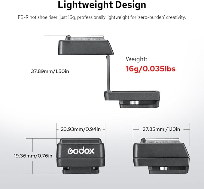 Godox FS-R Single Contact Folding Hot Shoe Riser, HotShoe Extender Mount Adapter Compatible with iM30, iM20, iM22 for Flexible Flash Positioning - Image 7