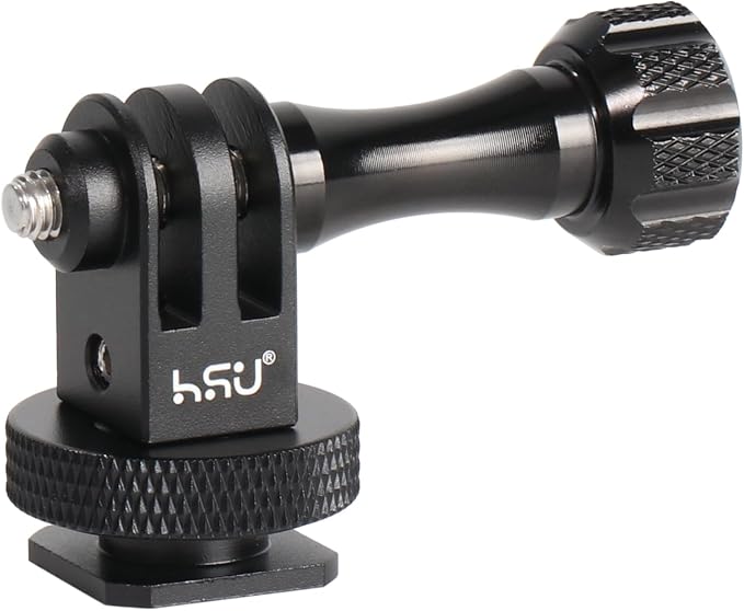 HSU Aluminum Cold Shoe Mount Adapter, 1/4”-20 Screw Hole Tripod Mount | for GoPro Hero 13/12/11/10/9/8/7/6, DJI Osmo Action AKASO, Applicable for Tripod Selfie Stick Monopod and DSLR Camera Flash by HSU