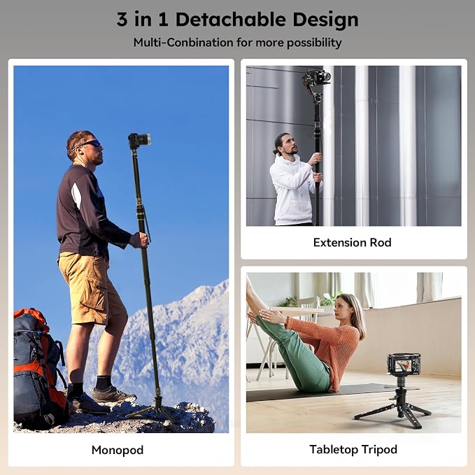 SIRUI SVM-145P Carbon Fiber Rapid Monopod, Pedal Feet, Twist Lock | 57" Height, 22LB Load, One-Step Height Adjustment, DSLR, Mirrorless Camera, Lightweight, Travel, Outdoor Shooting - Image 7
