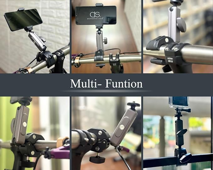 Motorcycle Camera Mount Camera Clamp Mount with Ballhead and Extension Pole Compatible with Canon, Nikon, DSLR Gopro for Desk Tripod Tube Crossbar Gimbal Rods Bike - Image 7