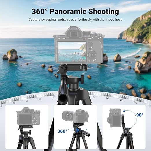 NEEWER Entry Level Version Tripod for Cell Phone & Camera, Metal Lightweight Portable Travel Stand with Cold Shoe Cellphone Holder Mount Compatible with iPhone for Video Recording Filming, TP53 - Image 3
