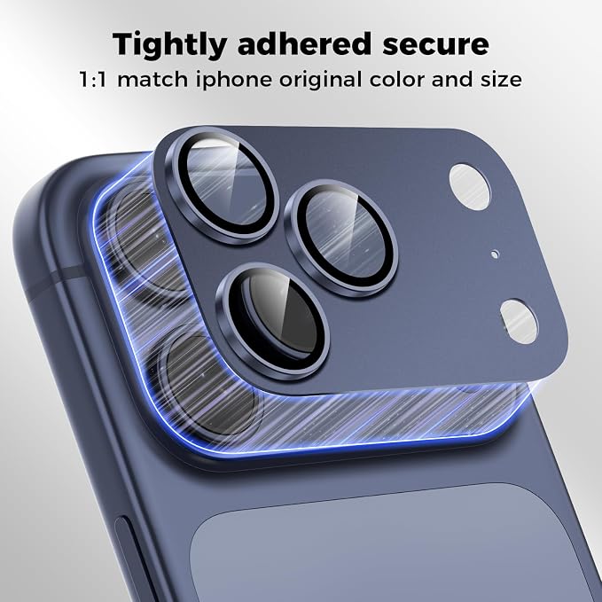 Screen Protector for iPhone 17 Pro 6.3 inch +2 Pack Blue Metal Camera Lens cover Protector - Image 4