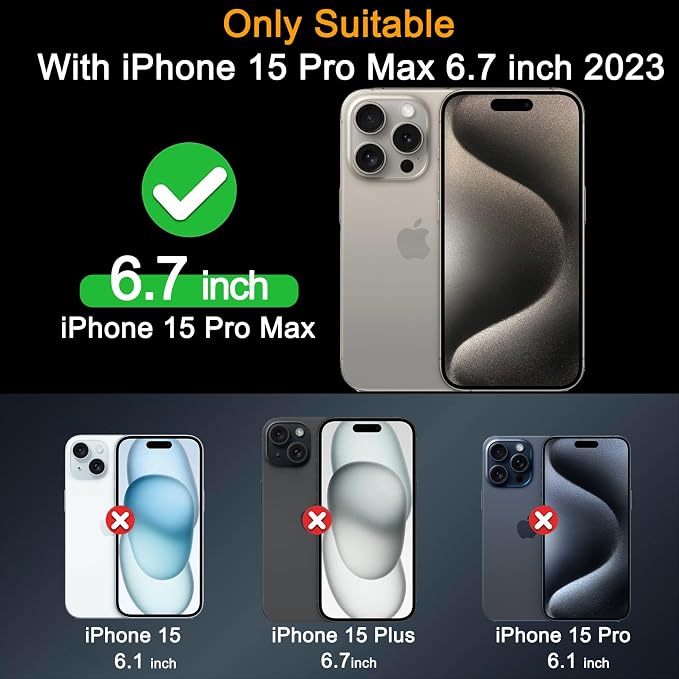 Milomdoi Screen Protector for iPhone 15 Pro Max,Tempered Glass | 3+3 Pack, 9H+ Hardness, Camera Lens Protector, Military Grade Shatterproof, Easy Installation, No Bubbles, Case Friendly - Image 2
