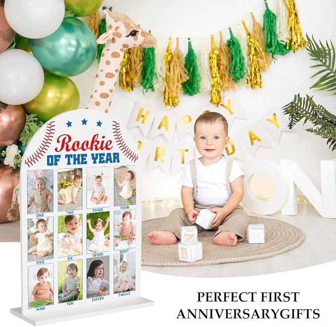 My First Year Photo Board Baby Milestone Signs One Year of Baby Photo Board, Best Babies Keepsake 10x14 Inches Acrylic Sign Decor Fits 2" x 3" Photo A18 - Image 3