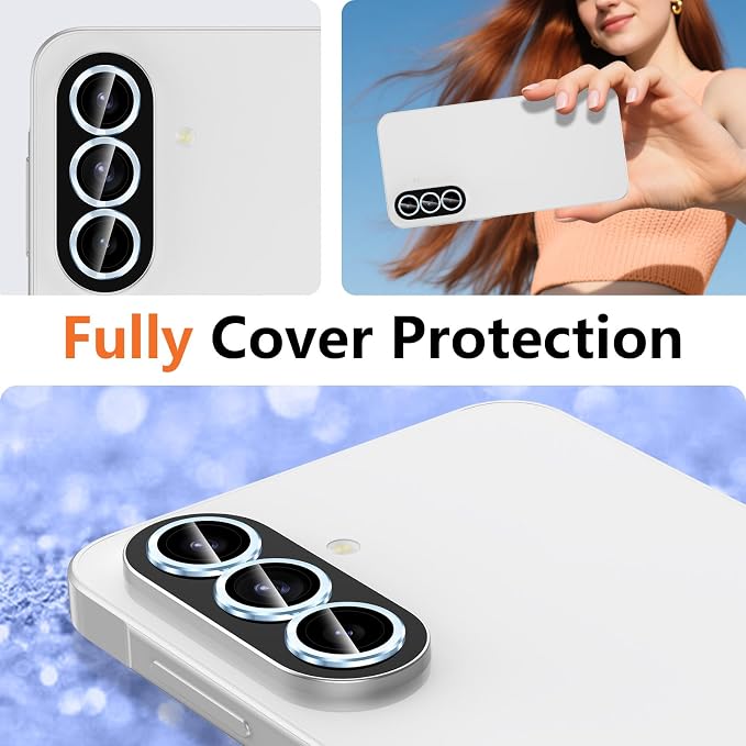 for Samsung Galaxy A37/A57 Camera Lens Protector, Individual Metal Ring Tempered Glass Lens Cover, [Strong Adsorption] Scratch Resistant Ultra-Thin HD Clear Lens Cover, 1 Set-Blue - Image 7