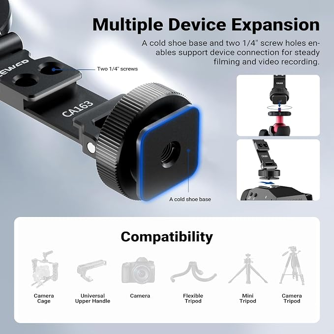 NEEWER Magnetic Tripod Phone Mount Cold Shoe Adapter, Aluminum Compact Lightweight Portable Phone Holder Attachment for Camera, Compatible with MagSafe iPhone Samsung Android Video Recording, CA163 - Image 4