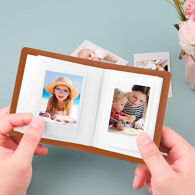 Ruibytree 52 Pockets Small Photo Album 2x3 for Instax Mini, Brown, 1 Pack | Pocket-Size, PU Leather Cover, Snap Closure, Acid-Free Pages, Fits Polaroid 2x3 Photos, Kodak Mini Prints & ZINK Photos - Image 6