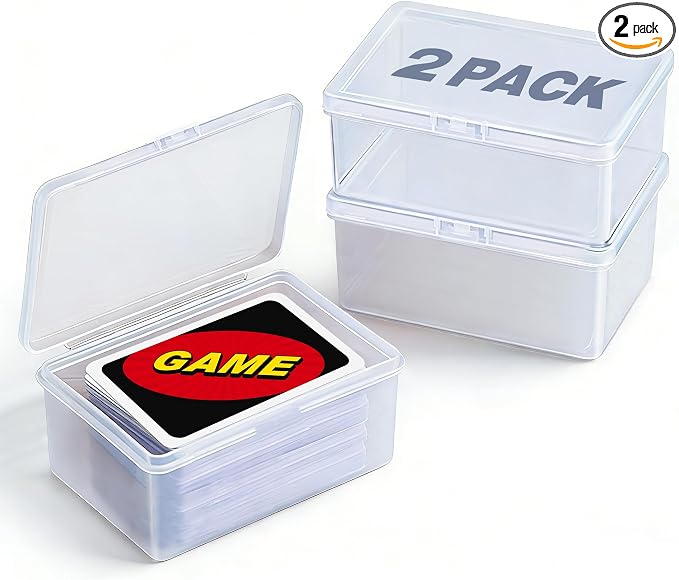 2PCS Card Cases for UNO Cards and Playing Cards, High Capacity Clear Storage Boxes for Trading Cards & More (Card Not Included) by Sylmifoi