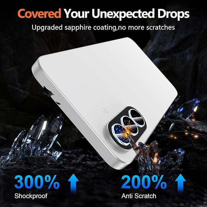 for Samsung Galaxy A37/A57 Camera Lens Protector, Individual Metal Ring Tempered Glass Lens Cover, [Strong Adsorption] Scratch Resistant Ultra-Thin HD Clear Lens Cover, 1 Set-Blue Ring - Image 5