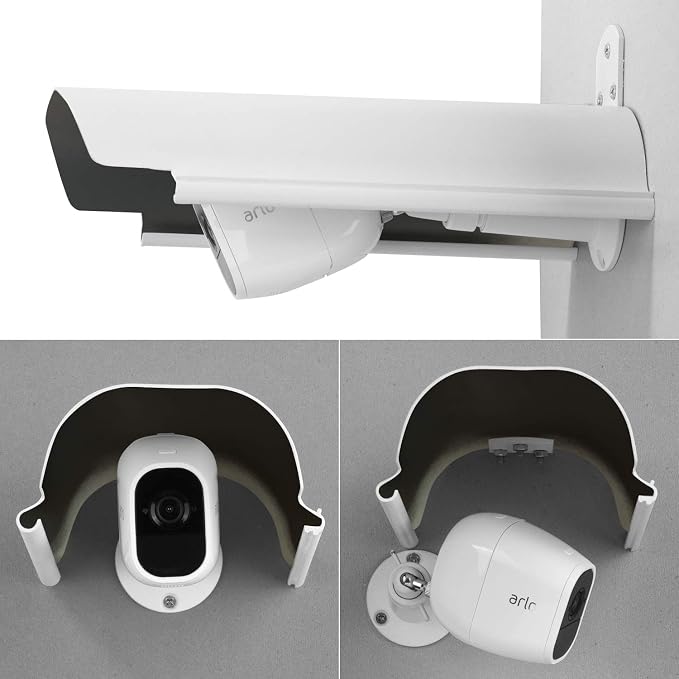 2 Pack Universal Sun Rain Shade Camera Cover Shield,Protective Roof for Outdoor Dome, Bullet Cameras,for Blink,Eufy,Arlo,WyzeCam,Nest,Ring,SimpliSafe,Kasa,Aluminum Alloy Material-White - Image 5