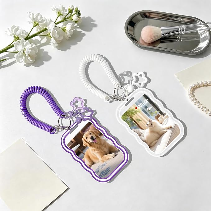 2 Pack Cute Photocard Holder Keychain,Kpop Photo Card Holder | Creative Photo Protector Keychain Accessories for Bus Card, Daily Display & Travel Decorations Gifts - Image 5