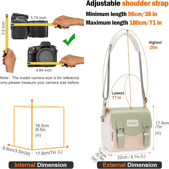 Cwatcun Compact Camera Sling Bag, Crossbody Case with Tripod Holder | Camera Messenger Bag, Photography Bag for Canon, Nikon, Sony, Fuji DSLR/SLR/Mirrorless, Lens.Fits 1DSLR+1lens - Image 5