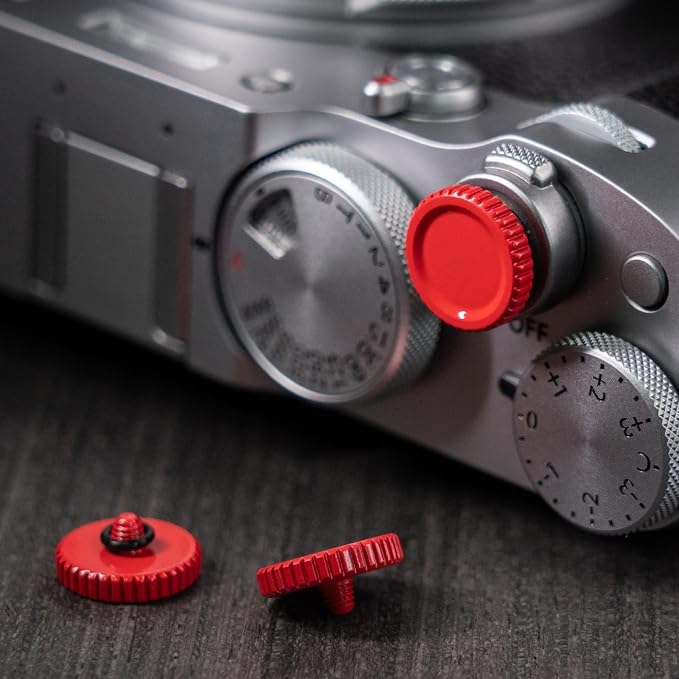 Camera Soft Release Button, 13mm Brass Shutter Button, Red | For Fujifilm X-T5/X-T4/X-T3/X-T30, X100VI/X100V, Leica M, Nikon Zf/Df,Screw-In, Knurled Grip, Threaded Cameras - Image 9