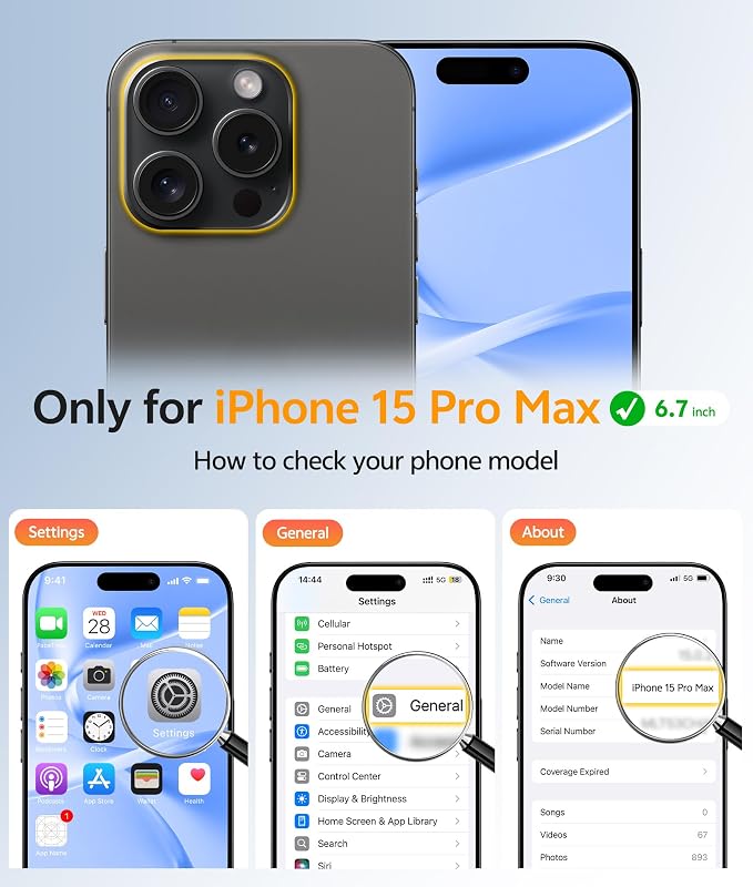 FNTCASE for iPhone 15 Pro Max Case, Fit for Magsafe, Glass Screen Protector | Full Camera Protection, Translucent Matte, 14FT Military Grade Drop Proof, Shockproof Protective Phone Cover, Blue - Image 2