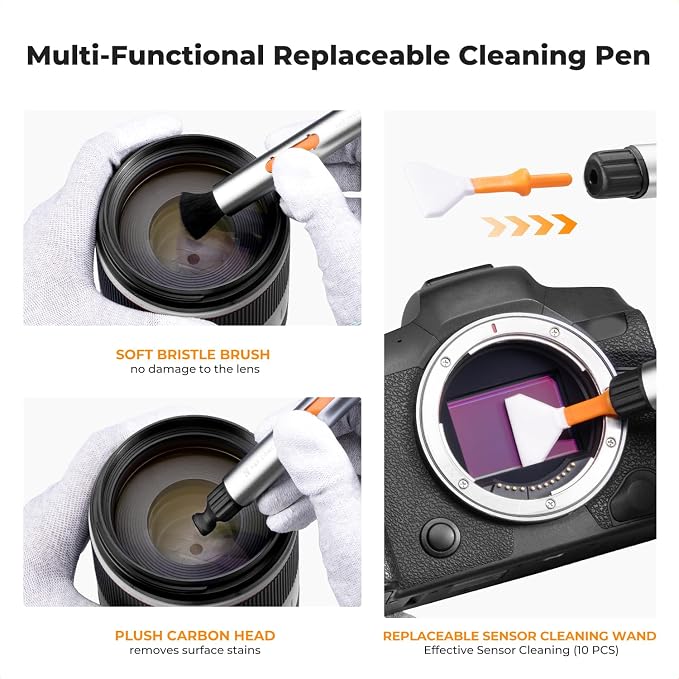 K&F CONCEPT 32-in-1 Pro Camera Cleaning Kit for Professional Photographers | Replaceable Lens Pen, Safe For Devices, Fast Dry Wipes Remove Oil And Streaks, Portable, Multi Tools, Storage Bag, MK05 - Image 3