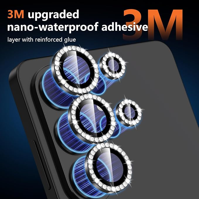 for Samsung Galaxy S26 Ultra Camera Lens Protector, Individual Metal Ring Tempered Glass Lens Cover, [Strong Adsorption] Scratch Resistant Ultra-Thin HD Clear Lens Cover, 1 Set-Black Diamond - Image 4