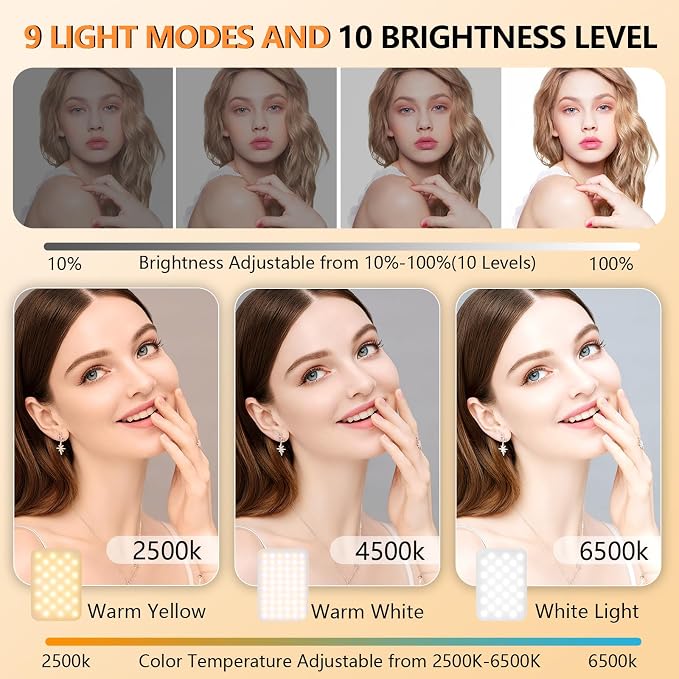 BANSINE Portable LED Photo Light - USB-Rechargeable, Up to 6500K Color Temperature for Selfie, Zoom Conference, Video, Makeup - Image 4