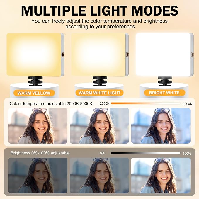 120 LED Selfie Light for iPhone, Portable Phone Light with Clip & Camera Tripod Adapter - 5000mAh Rechargeable, 3 Lighting Modes, CRI 97+ for Video Recording, TikTok, Tripod Mount Rings - Image 3