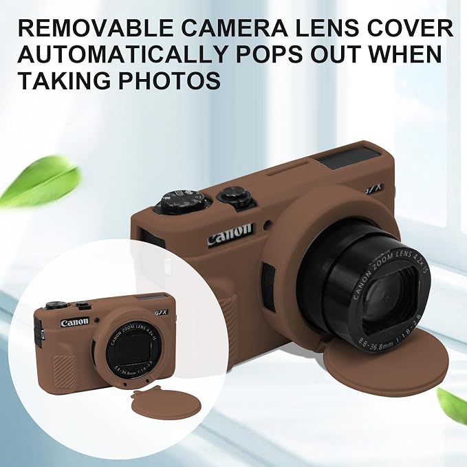 Case with Removable Lens Cover for Canon G7X Mark II/G7XII Camera(Brown) | Soft Silicone Camera Protective Case,Slim Fit,Anti-Scratch,Dustproof,Shockproof,Camera Accessories,For Travel,Daily Use - Image 5