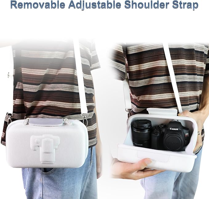 Case for Canon EOS Rebel T7/R50/R100 DSLR SLR Camera and 18-55mm Len White | Hard Carrying Travel Case for Canon EOS Rebel T7/R50/R100/R50 V/T6/R8/R10/RP/SL3/R5/T100 DSLR SLR Camera and 18-55mm Len - Image 7
