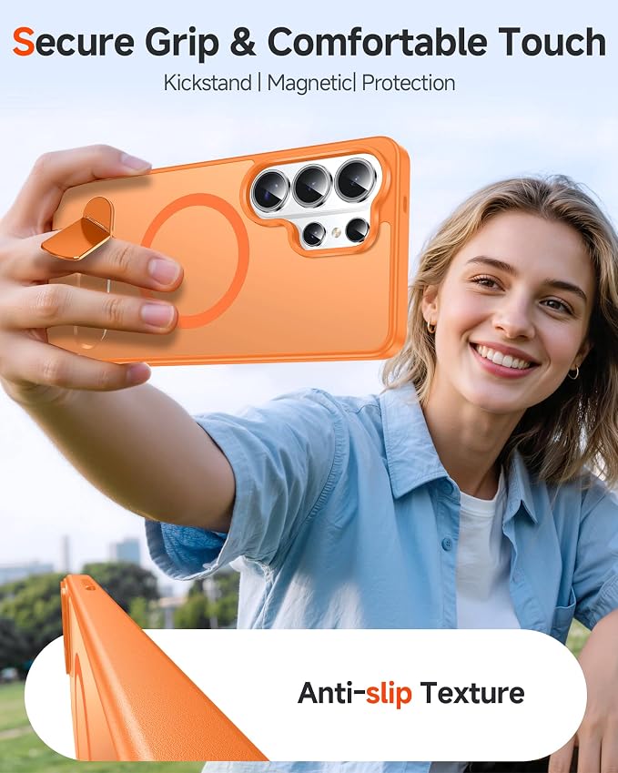 LeYi for Galaxy-S26-Ultra Case with Stand: for Magsafe Funda para Samsung s 26 s26ultra Phone Cover Rugged Slim Fit Heavy Duty Magnetic Women Men Kickstand Military Grade Samsungs26 Ultra, Orange - Image 6