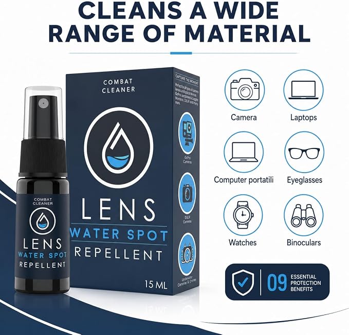 Combat Cleaner Camera Lens Cleaner with Microfiber Cloth, Camera Care Kit | Water Spot Repellent Camera Lens and Optical Cleaning Solution for Coated Lenses, Binoculars, Scopes, Camera, Glasses, Screen - Image 4