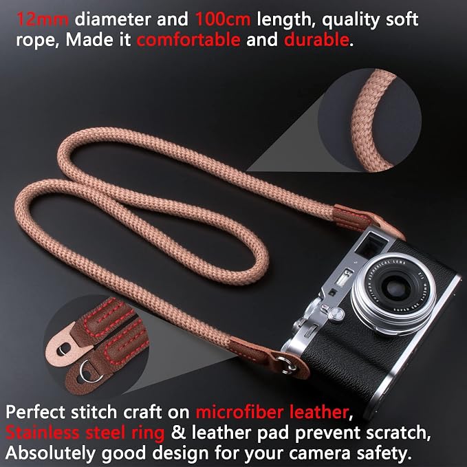 VKO Camera Strap,Soft Rope Camera Neck Strap, Shoulder Strap for DSLR SLR Mirrorless Camera with Round Hole Interface 100cm - Image 7