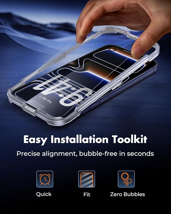 UNBREAKcable iPhone 17 Pro Max Screen Protector & Camera Lens Protector | Upgraded Dual-Tempered Glass with Military-Grade 9H Hardness, 3-Pack,HD Clarity, Anti-Fingerprint, Case Friendly, Fits 6.9'' - Image 9