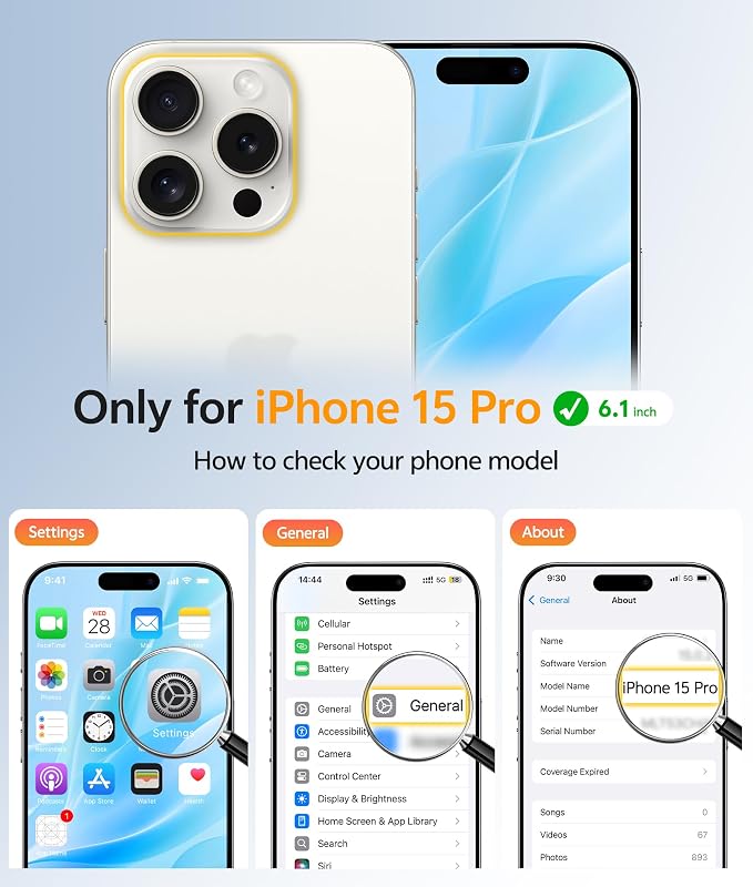 FNTCASE for iPhone 15 Pro Case, Fit for Magsafe, Screen Protector | Full Camera Protection, Translucent Matte, 14FT Military Grade Drop Proof, Shockproof Protective Phone Cover, Light Blue - Image 2